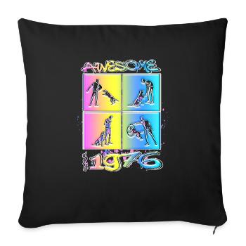 Awesome since 1976. Agility, Hundetraining - Sofakissenbezug 45 x 45 cm - Schwarz - Vorne