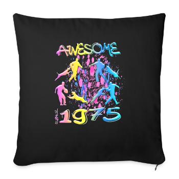 Génial depuis 1975. Agilité, Hundetraining - Housse de coussin décorative 45 x 45 cm - noir - Devant