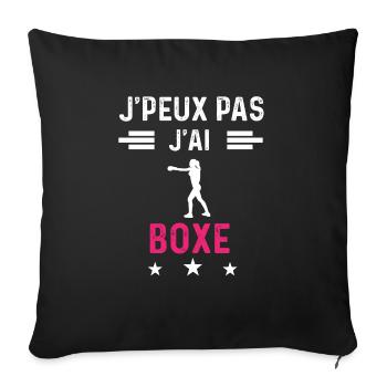 je peux pas j'ai boxe drôle femme - Housse de coussin décorative 45 x 45 cm - noir - Devant