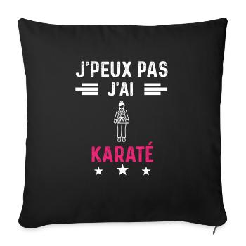 je peux pas j'ai karaté drôle femme - Housse de coussin décorative 45 x 45 cm - noir - Devant