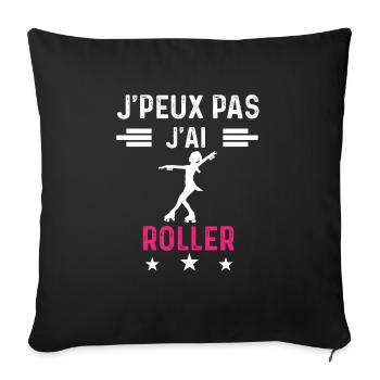 je peux pas j'ai roller drôle femme - Housse de coussin décorative 45 x 45 cm - noir - Devant