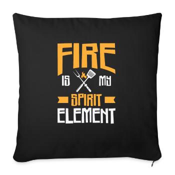 Kochen Grillen Feuergeist Element Koch und Griller - Sofakissenbezug 45 x 45 cm - Schwarz - Vorne