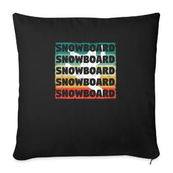 Snowboard Retro Vintage Snowboarding Silhouette - Housse de coussin décorative 45 x 45 cm - noir - Devant