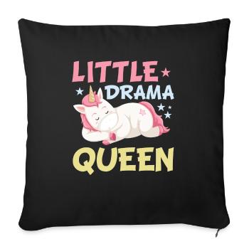 Little Drama Queen Einhorn Zicke Spruch - Sofakissenbezug 45 x 45 cm - Schwarz - Vorne