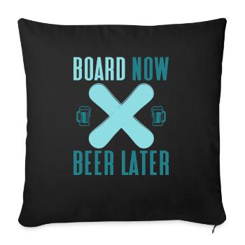 planche maintenant bière plus tard Snowboard - Housse de coussin décorative 45 x 45 cm - noir - Devant