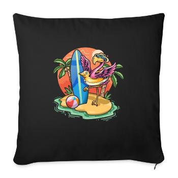 Funny Flamingo Surf Lovers Cool Surfboard Surfing - Sofa pillowcase 17,3'' x 17,3'' (45 x 45 cm) - black - Front