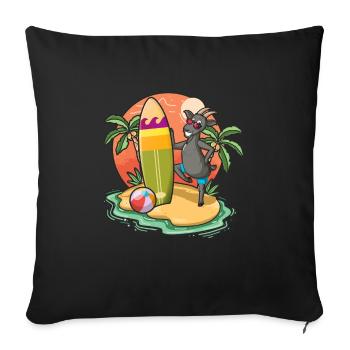 Drôle de chèvre Surf Lovers Cool Planche de surf Jeu de mots - Housse de coussin décorative 45 x 45 cm - noir - Devant