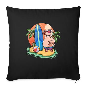 Funny Pig Surf Lovers Cool Surfboard Surfing Pun - Sofa pillowcase 17,3'' x 17,3'' (45 x 45 cm) - black - Front