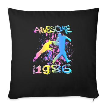 Awesome since 1986. Agility, Hundetraining - Sofa pillowcase 17,3'' x 17,3'' (45 x 45 cm) - black - Front