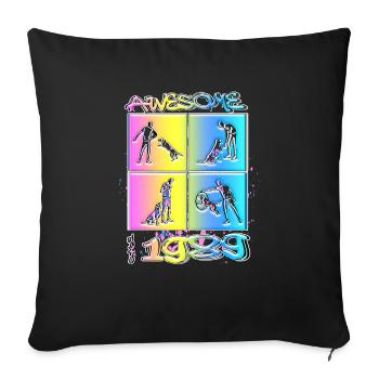 Génial depuis 1989. Agilité, Hundetraining - Housse de coussin décorative 45 x 45 cm - noir - Devant