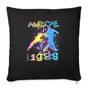 Génial depuis 1989. Agilité, Hundetraining - Housse de coussin décorative 45 x 45 cm - noir - Devant