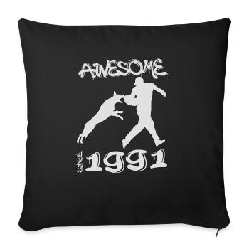 Awesome since 1991. Agility, Hundetraining - Sofa pillowcase 17,3'' x 17,3'' (45 x 45 cm) - black - Front