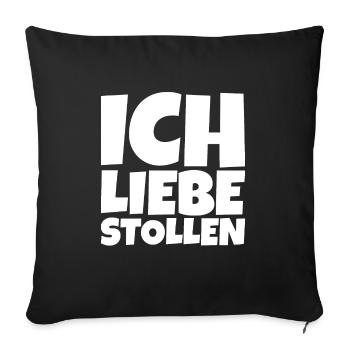 Stollen Weihnachten Essen - Sofakissenbezug 45 x 45 cm - Schwarz - Vorne
