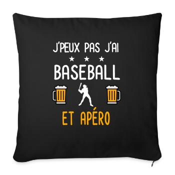 je peux pas j'ai baseball baseballeur apéro - Housse de coussin décorative 45 x 45 cm - noir - Devant