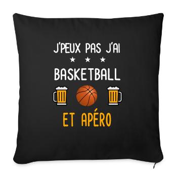 je peux pas j'ai basketball apéro - Housse de coussin décorative 45 x 45 cm - noir - Devant
