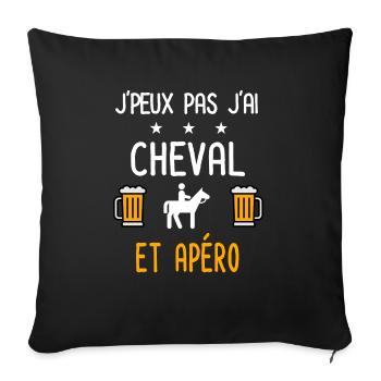 je peux pas j'ai cheval apéro - Housse de coussin décorative 45 x 45 cm - noir - Devant