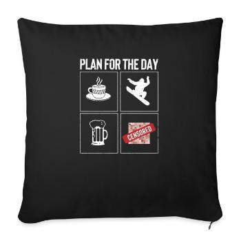 Plan pour la journée Coffee Ride Snowboard Beer - Housse de coussin décorative 45 x 45 cm - noir - Devant