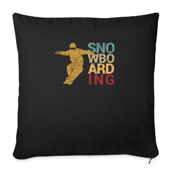 Snowboard Boarder Sports d’hiver Vacances Snowboard - Housse de coussin décorative 45 x 45 cm - noir - Devant