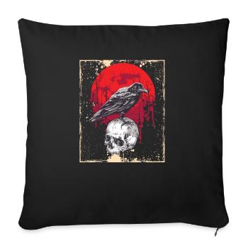Gothique Crâne-Rouge Lune-Corneille Noire - Housse de coussin décorative 45 x 45 cm - noir - Devant