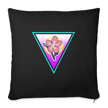 Retro Sakura Bloom Flower Vapor Wave Designs - Sofa pillowcase 17,3'' x 17,3'' (45 x 45 cm) - black - Front
