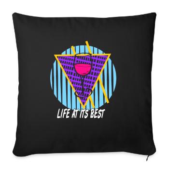 Life At Its Best Retro Wine Lover Vapor Wave - Sofa pillowcase 17,3'' x 17,3'' (45 x 45 cm) - black - Front
