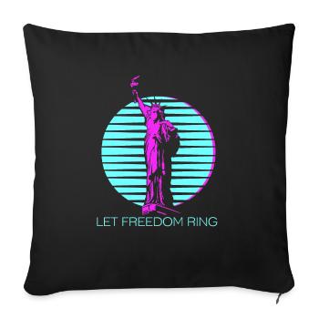 Laissez la liberté sonner Cool Statue de la Liberté Vapor Wave - Housse de coussin décorative 45 x 45 cm - noir - Devant