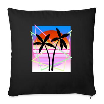 Cool Retro Palm Tree Island Vapor Wave Designs - Sofa pillowcase 17,3'' x 17,3'' (45 x 45 cm) - black - Front