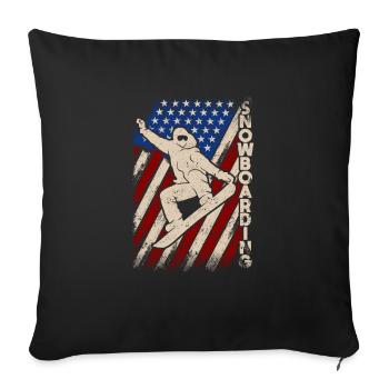 USA Sport Snowboarding American Flag Snow - Sofa pillowcase 17,3'' x 17,3'' (45 x 45 cm) - black - Front