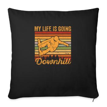My life goes downhill Snowboard Winter Snowboard - Sofa pillowcase 17,3'' x 17,3'' (45 x 45 cm) - black - Front