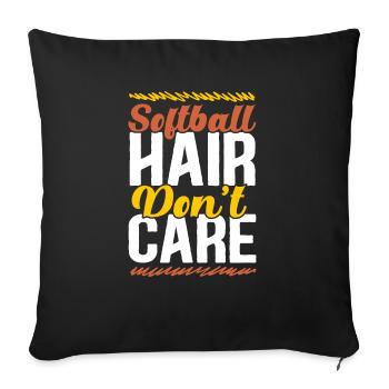 Les cheveux de softball ne se soucient pas des sports des joueurs de softball - Housse de coussin décorative 45 x 45 cm - noir - Devant