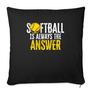 Le softball est toujours la réponse Joueur de softball - Housse de coussin décorative 45 x 45 cm - noir - Devant