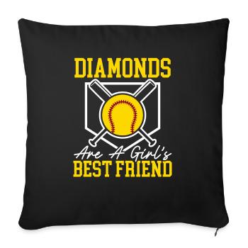 Les diamants sont les meilleurs amis d’une fille Joueur de softball - Housse de coussin décorative 45 x 45 cm - noir - Devant