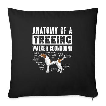 Treeing Walker Coonhound - Sofa pillowcase 17,3'' x 17,3'' (45 x 45 cm) - black - Front