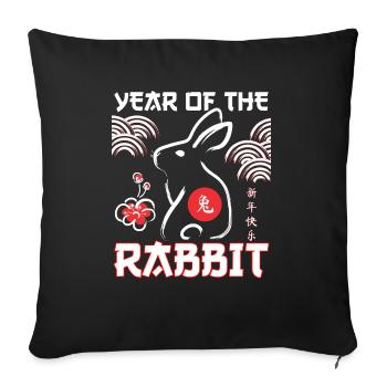Année du lapin Nouvel An chinois Printemps lunaire - Housse de coussin décorative 45 x 45 cm - noir - Devant