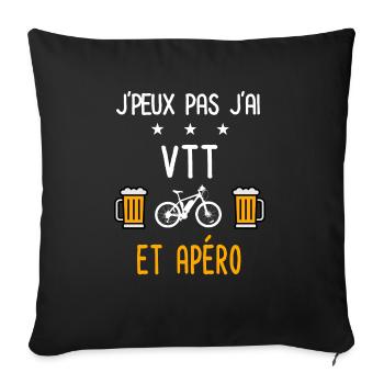 je peux pas j'ai VTT apéro - Housse de coussin décorative 45 x 45 cm - noir - Devant