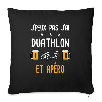 je peux pas j'ai duathlon apéro - Housse de coussin décorative 45 x 45 cm - noir - Devant