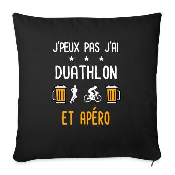 je peux pas j'ai duathlon sport apéro - Housse de coussin décorative 45 x 45 cm - noir - Devant