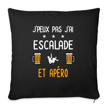je peux pas j'ai escalade corde apéro - Housse de coussin décorative 45 x 45 cm - noir - Devant