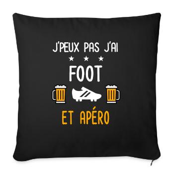 je peux pas j'ai foot crampons apéro - Housse de coussin décorative 45 x 45 cm - noir - Devant