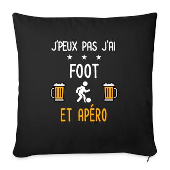 je peux pas j'ai foot jouer apéro - Housse de coussin décorative 45 x 45 cm - noir - Devant