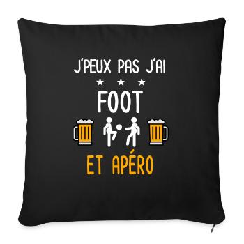 je peux pas j'ai foot joueurs apéro - Housse de coussin décorative 45 x 45 cm - noir - Devant