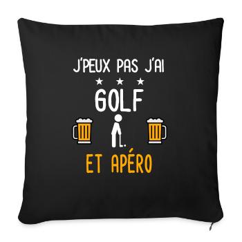 je peux pas j'ai golf club apéro - Housse de coussin décorative 45 x 45 cm - noir - Devant