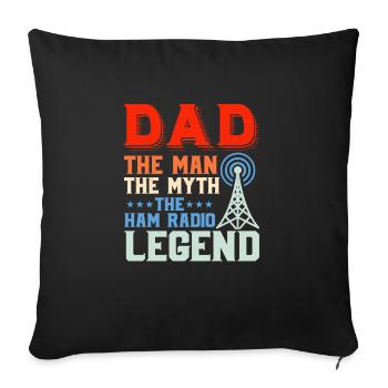 Papa L’homme Le mythe Le amateur de radio amateur - Housse de coussin décorative 45 x 45 cm - noir - Devant