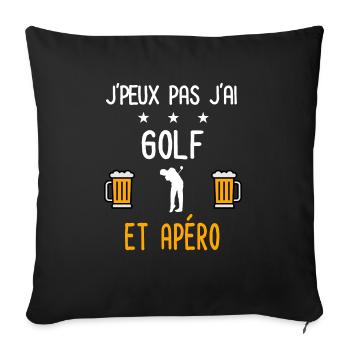 je peux pas j'ai golf golfeur apéro - Housse de coussin décorative 45 x 45 cm - noir - Devant