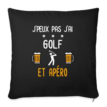 je peux pas j'ai golf swing apéro - Housse de coussin décorative 45 x 45 cm - noir - Devant