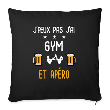 je peux pas j'ai gym apéro - Housse de coussin décorative 45 x 45 cm - noir - Devant