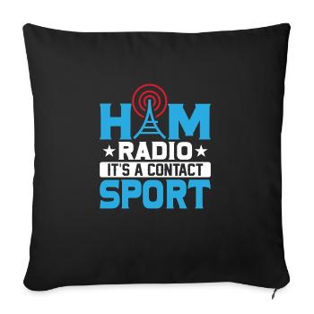Radio amateur c’est un opérateur sportif de contact amateur - Housse de coussin décorative 45 x 45 cm - noir - Devant