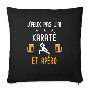 je peux pas j'ai karaté combat apéro - Housse de coussin décorative 45 x 45 cm - noir - Devant