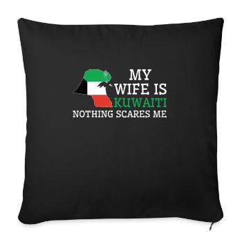 Nothing Scares Me Kuwaiti Wife Kuwait - Sofa pillowcase 17,3'' x 17,3'' (45 x 45 cm) - black - Front