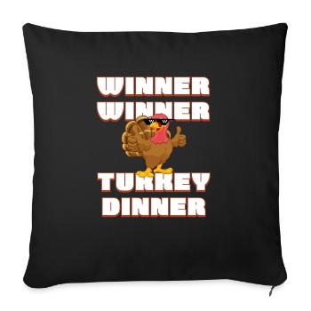 Winner Winner Turkey Dinner, Thanksgiving Gamer - Sofa pillowcase 17,3'' x 17,3'' (45 x 45 cm) - black - Front
